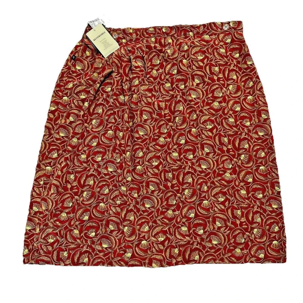 NWT VTG Dana Buchman 100% Silk Reversible Boho Maxi Skirt Plus 24